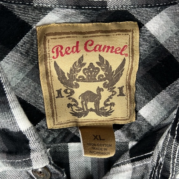 Red Camel XL Black/White/Green Plaid Thin Flannel - Picture 10 of 13